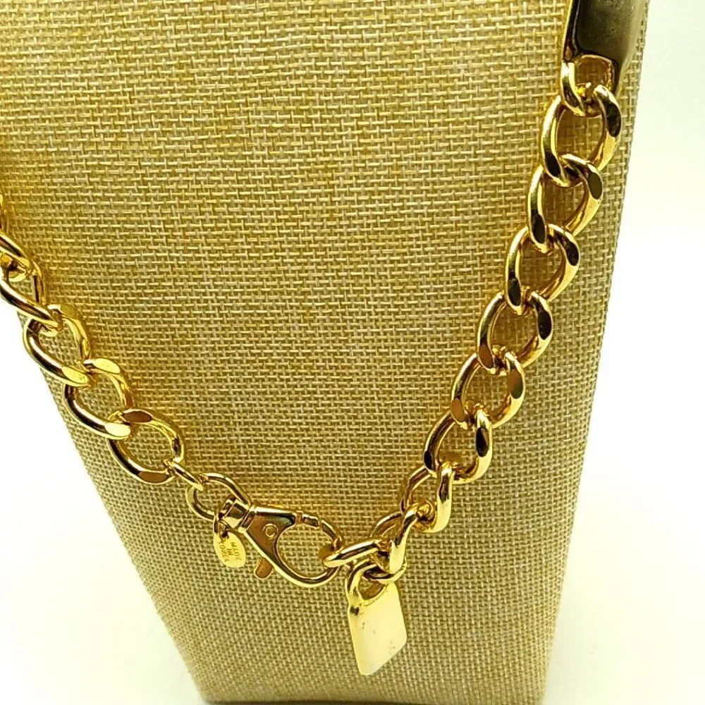 Men's EXP Made in Korea Gold Tone Chain & Bar Necklace Very Heavy NWOT